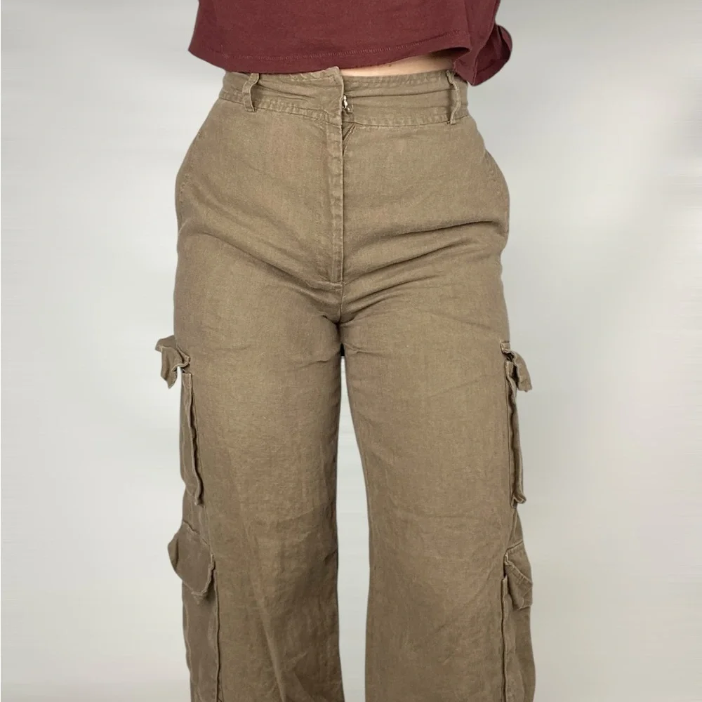 REFORMATION Linen Net‎ Sustain Mateo Wide Leg Cargo Pant